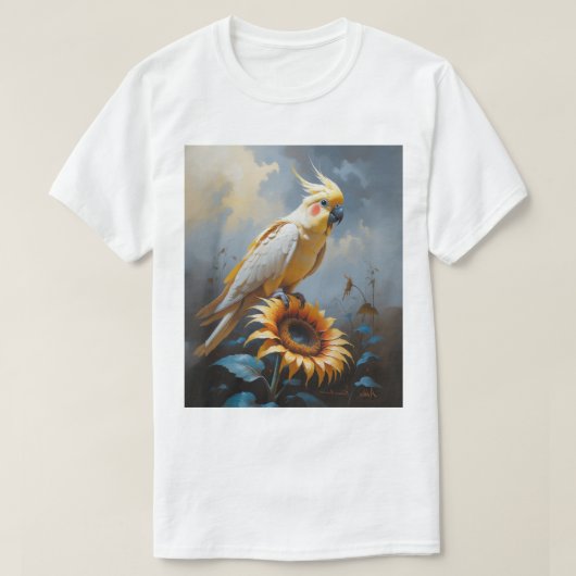 Bronzefallow Cockatiel Oil Painting | dromerig T-shirt (Design voorkant)