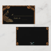 Bronzen Art Deco Peacock en Bloemen Weddi Plaatska Plaatskaartje (Voorkant / Achterkant)