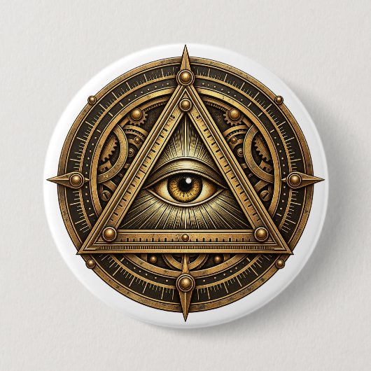 Bronzen Astrolabe Oog Ronde Button 7,6 Cm (Voorkant)