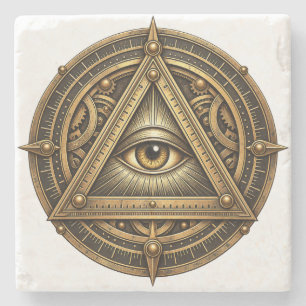 Bronzen Astrolabe Oog Stenen Onderzetter