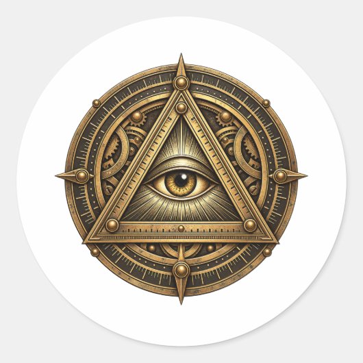 Bronzen Astrolabe Oog Sticker (Voorkant)