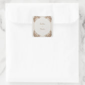 Bronzen Blad Metallic Gouden Frame Trouwdag Vierkante Sticker (Tas)