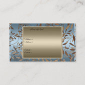 Bronzen Blauw Bruine Bloemen Elegant Visitekaartje (Achterkant)