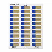 Bronzen & Blauwe Afstudeer Retouradreslabels Etiket (Full Sheet)