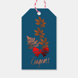 Bronzen bloem Congrats cadeaukaartje Cadeaulabel