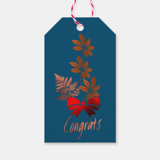 Bronzen bloem Congrats cadeaukaartje Cadeaulabel (Voorkant)