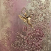 Bronzen Blos, Gouden Kolibrie, Geprägte Bloemen Tissuepapier
