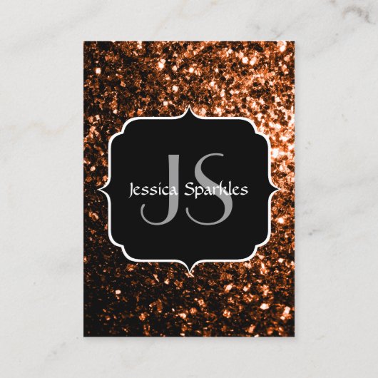 Bronzen bruin koperen namaak glitters glinsteren M Visitekaartje (Achterkant)