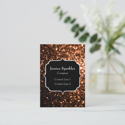 Bronzen bruin koperen namaak glitters glinsteren M Visitekaartje (Staand voorkant)