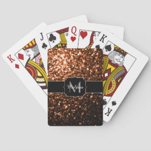 Bronzen bruin koperen nepschittering glinstert Mon Pokerkaarten