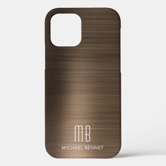 Bronzen Bruine Metalen Monogram Case-Mate iPhone H Case (Achterkant)