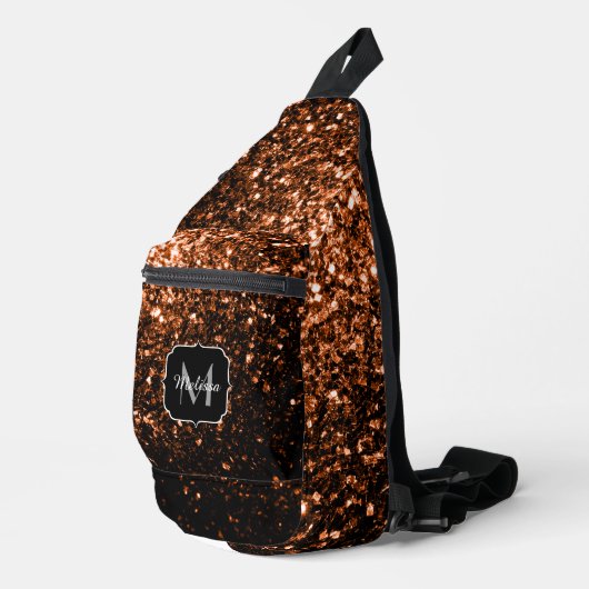 Bronzen bruine nepschittert glinsterend Monogram Sling Bag (Rechterhoek)