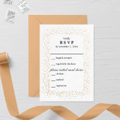 Bronzen Confetti Burst Wedding RSVP Kaart