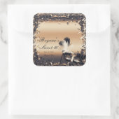 Bronzen & Crème Maskerade Masker Elegant Bal Feest Vierkante Sticker (Tas)