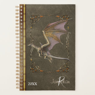 Bronzen Draak Antiek Leren Uiterlijk Planner