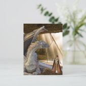 Bronzen draak en prinses Elf Briefkaart (Staand voorkant)