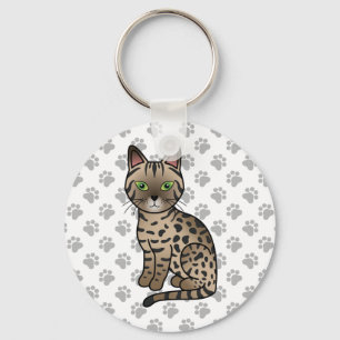 Bronzen Egyptische Mau Lieve Cartoonkat Illustrati Sleutelhanger