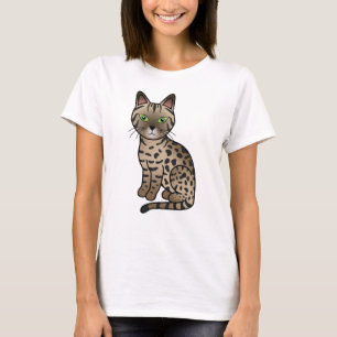 Bronzen Egyptische Mau Lieve Cartoonkat Illustrati T-shirt