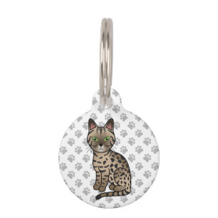 Bronzen Egyptische Mau Schattige Cartoonkat & Huis Huisdierpenning