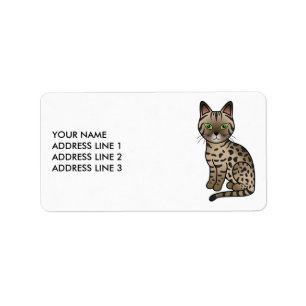 Bronzen Egyptische Mau Schattige Kat & Aangepaste Etiket
