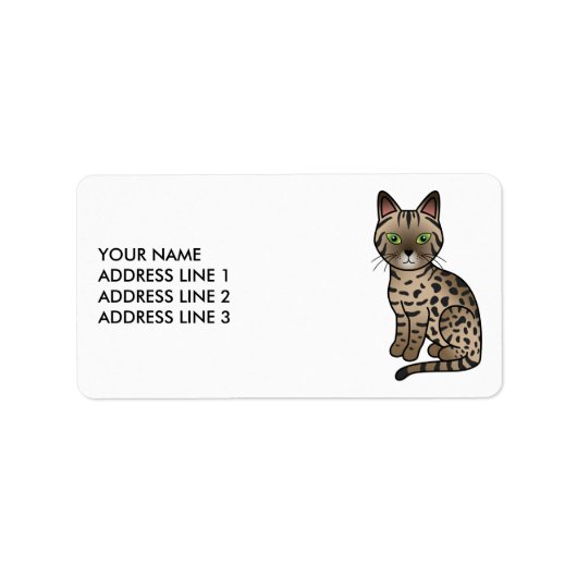 Bronzen Egyptische Mau Schattige Kat & Aangepaste Etiket (Voorkant)
