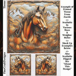 Bronzen Embossed Mountain Horse EK7R Decoupage Tissuepapier