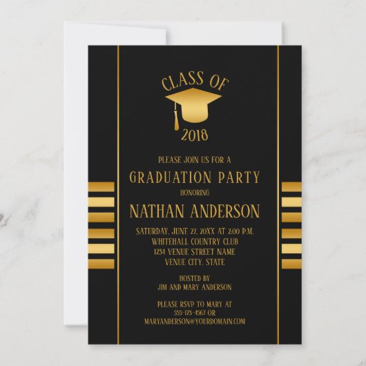 Bronzen en Gouden Gradiënt op Black Graduation Par Kaart (Voorkant)