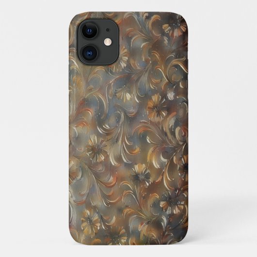 Bronzen en Grijze Bloemen Kunst Telefoonhoes Case-Mate iPhone Case (Achterkant)