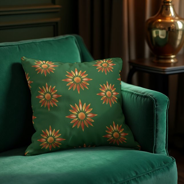 Bronzen en koperen straling kussen (Glamorous Art Deco sunbursts in bronze & copper. Vintage luxury for your home.)
