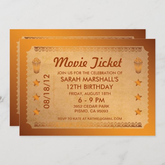 Bronzen filmticket kaart (Voorkant / Achterkant)