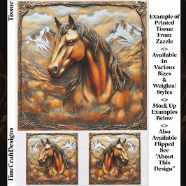 Bronzen Geprägde Bergpaard EK7L Decoupage Tissuepapier