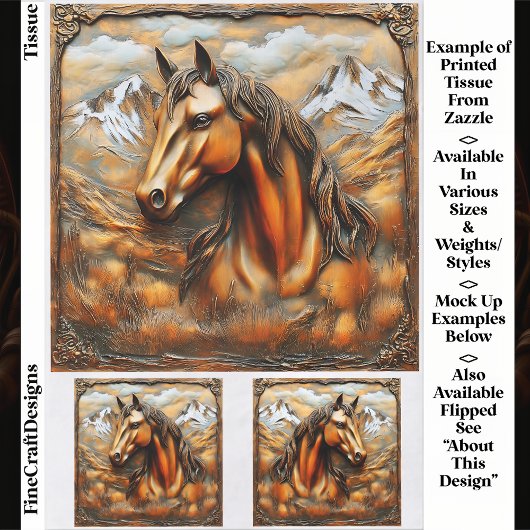 Bronzen Geprägde Bergpaard EK7L Decoupage Tissuepapier
