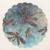 Bronzen getipte libellen op een sterrenhemel kartonnen onderzetters (Voorkant)