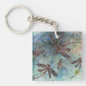 Bronzen getipte libellen op een sterrenhemel mix sleutelhanger (voorkant)