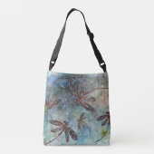 Bronzen getipte libellen op sterrenhemel crossbody tas (Achterkant)