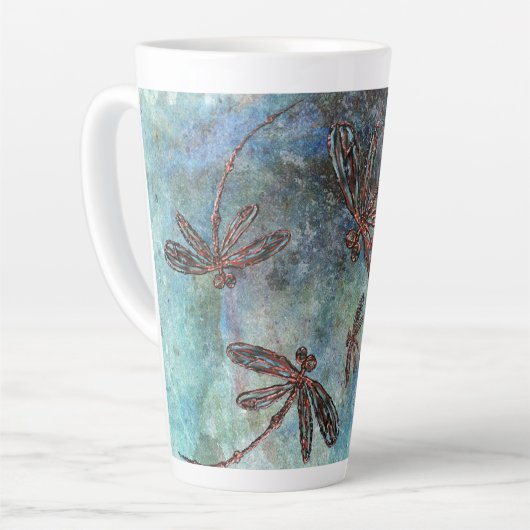 Bronzen getipte libellen sterrenhemel latte mok (Linkerhoek)