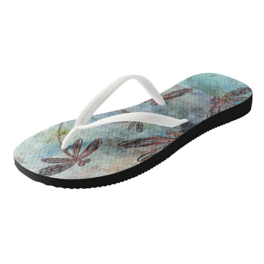 Bronzen getipte libellen sterrenhemel teenslippers (Schuin)