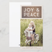 Bronzen Glitter Joy & Peace Xmas-fotokaart Feestdagenkaart (Voorkant / Achterkant)