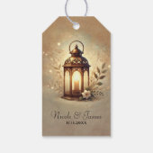 Bronzen Gloeiende Lantaarn Romantische Rustieke Hu Cadeaulabel (Achterkant)