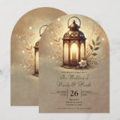 Bronzen Gloeiende Lantaarn Romantische Rustieke Hu Kaart (Voorkant / Achterkant)