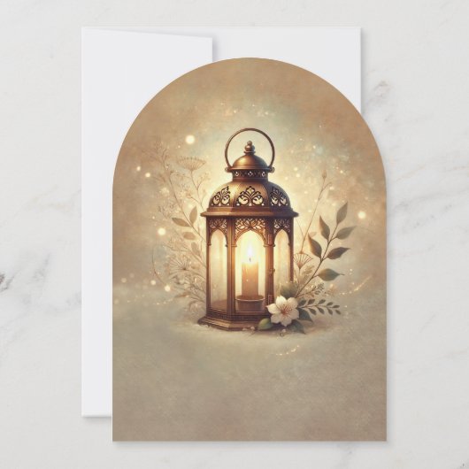 Bronzen Gloeiende Lantaarn Romantische Rustieke Hu Kaart (Achterkant)