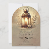 Bronzen Gloeiende Lantaarn Romantische Rustieke Hu Kaart (Voorkant)