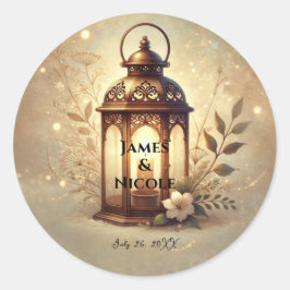 Bronzen Gloeiende Lantaarn Romantische Rustieke Hu Ronde Sticker