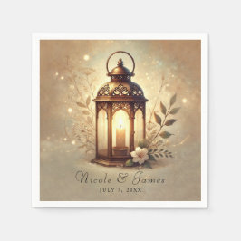 Bronzen Gloeiende Lantaarn Romantische Rustieke Hu Servet