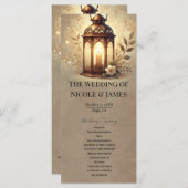 Bronzen Gloeiende Lantaarn Rustiek Trouwprogramma Programmakaart (Voorkant / Achterkant)