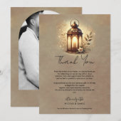 Bronzen Gloeiende Lantaarn Rustieke bruiloft Dank Kaart (Voorkant / Achterkant)