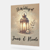 Bronzen Gloeiende Lantaarn Rustieke Trouwbord Acryl Bord (Hoek)