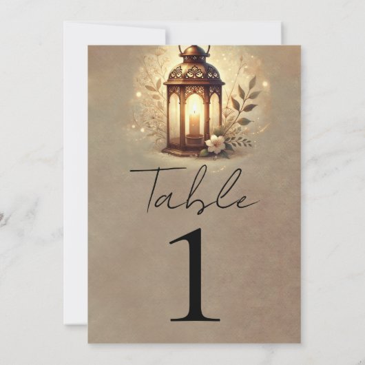 Bronzen Gloeiende Lantaarn Rustieke Trouwtafel Num Kaart (Achterkant)