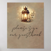 Bronzen Gloeiende Lantaarn Rustieke Trouwtafel Tek Poster (Voorkant)