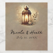 Bronzen Gloeiende Lantaarn Rustieke Trouwwijn Wijn Etiket (Enkel label)